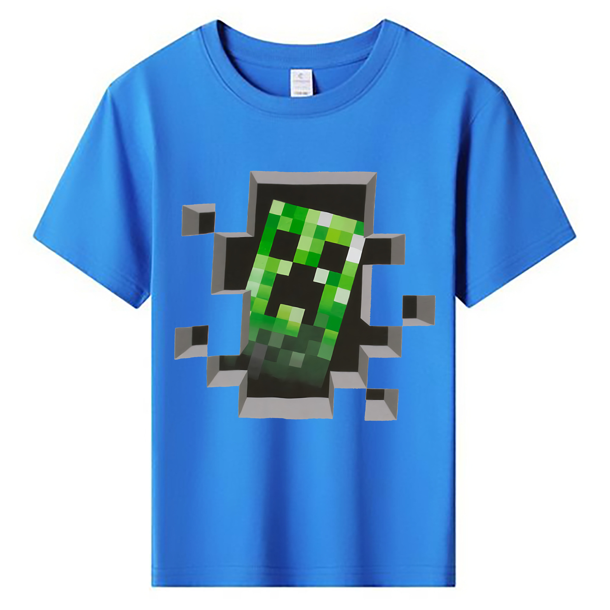 （画像用） マインクラフト ブロックの世界 Minecraft MC Block world 綿100％キッズTシャツ（フロントプリント）